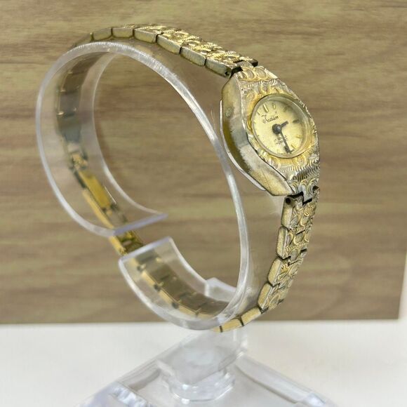 Vintage Tradition Gold Tone Nugget Style Ladies Watch Quartz Art Deco Style - Picture 5 of 6